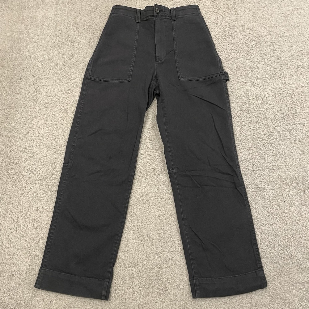 Gap Carpenter Pants Womens 2 Black Utility Work Elastic Waist High Rise Straight